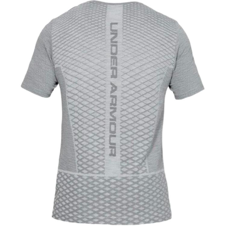 Under Armour Mesh Letter Print Crew Neck Short Sleeve T-Shirt Men Tops Gray 1328689-011