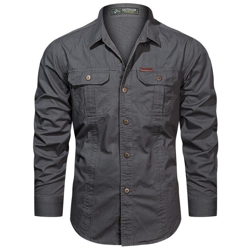 Camicie tattiche dell'esercito da uomo, primavera, autunno, casual, slim, cargo, da esterno, resistenti all'usura, a maniche lunghe, da lavoro