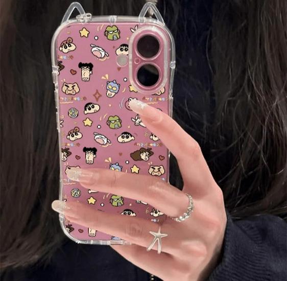 

Crayon Shin-chan Cat Ears Full Screen Case for Apple 17PRO/16/15/13/ProMax/12 - Cartoon Design iPhone 14 Pro Max