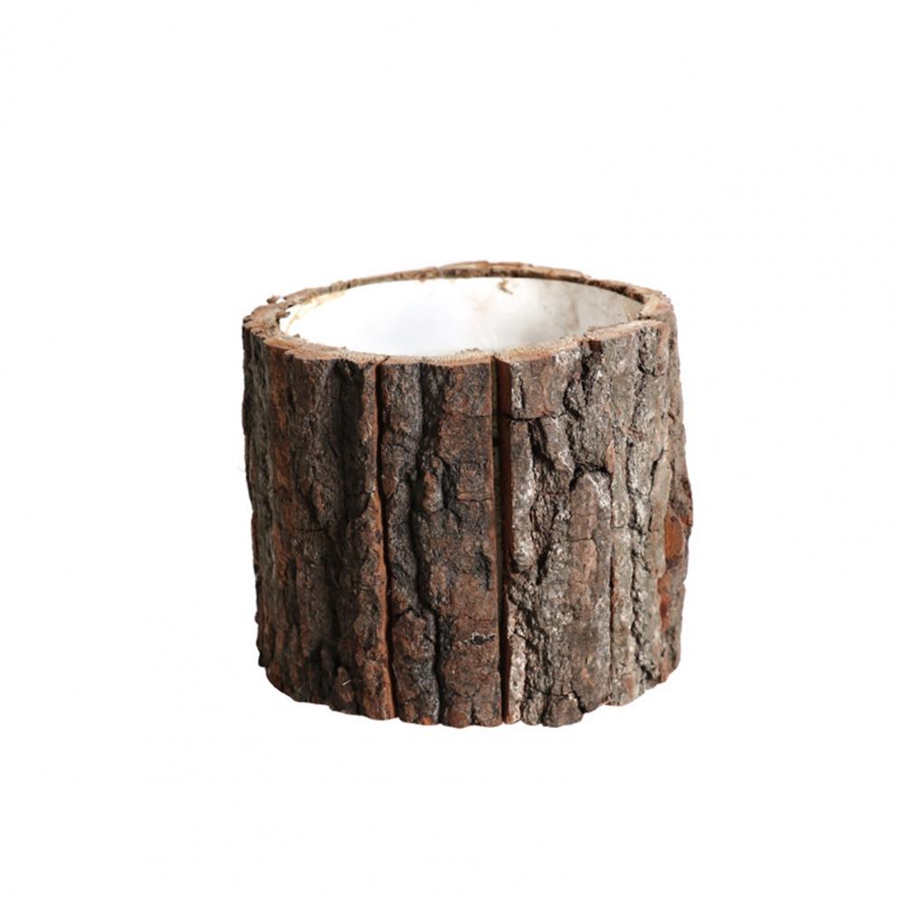Creative Flower Pot Vintage Plant Pot Christmas Xmas Decoration Flowerpots Fake Tree Bark Succulent Dried Flower Vase Barrel