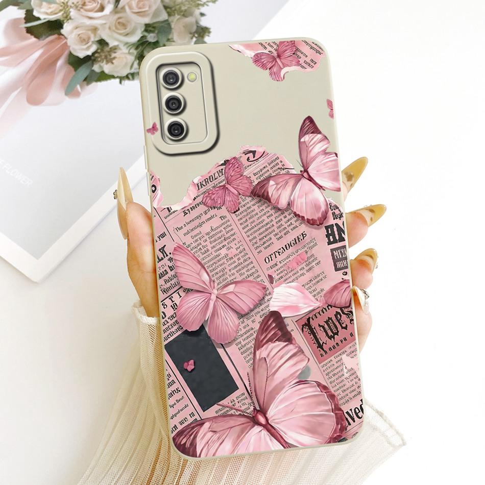 For Samsung Galaxy A03s Cute Cat Flower Cartoon Phone Case For Samsung A03S SM-A037G Shockproof Soft Silicone Covers Bumpers