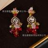 Dopamine Unique Beautiful Flower Tassel Earrings Vintage Colored Bead Temperament Luxury High-end Feeling