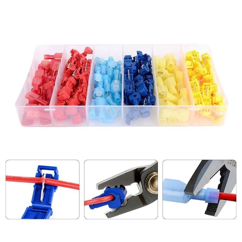 Comprehensive Electrical Tap Connectors Assortment 120Pcs Insulated Splices Terminals for Secure Wiring Job 22-10 AWG