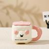 Cute Puppy with Lid Water Cup Large Capacity Cartoon Dog Ceramic Cup Household High Value Mug Souvenir