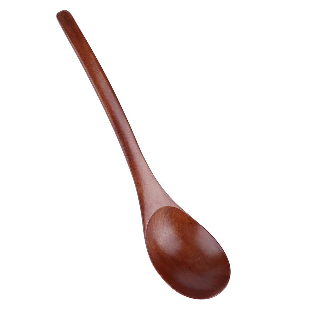 5Pcs Wooden Soup Spoon with Curved Handle Multi Purpose Rice Scoop for Home Kitchen(Wood Color )