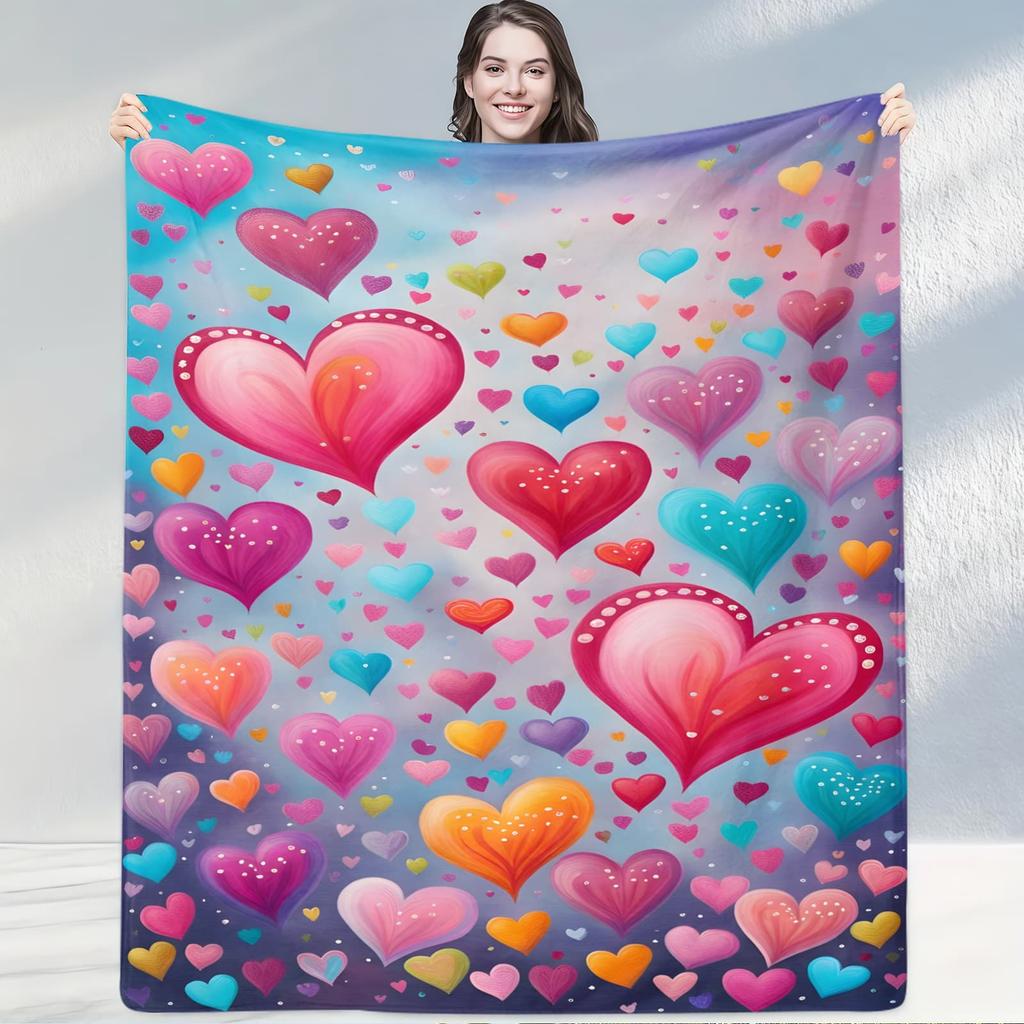 Pink HeartPattern Blanket Cheerful Soft Throw for Rooms with Floralheart Designs Ideal for Lively Charming Home Decor
