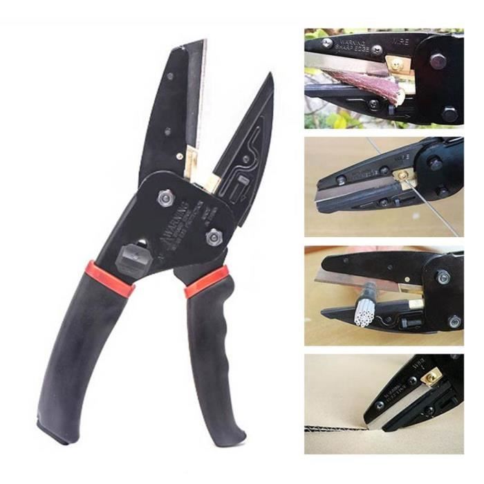 LEEGOAL Ciseaux de jardin Multifonction pour couper branches et fil 3 en 1