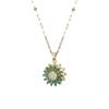 Women's Japanese-Korean Style Necklace: Micro-paved Zircon Sunflower Pendant, Rotating Clavicle Chain