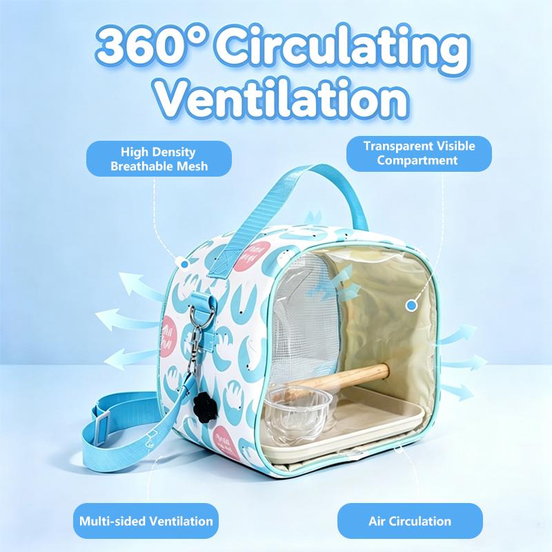 Transparent Portable Eco-Friendly Durable Small Pet Bird Carrier Bag Breathable Lightweight Outdoor Parrot Travel Cage