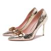 High Heels Women's Spring New Design Patent Leather Temperament Pointed Head Women's Shoes Head Metal Heel Single Shoes Women