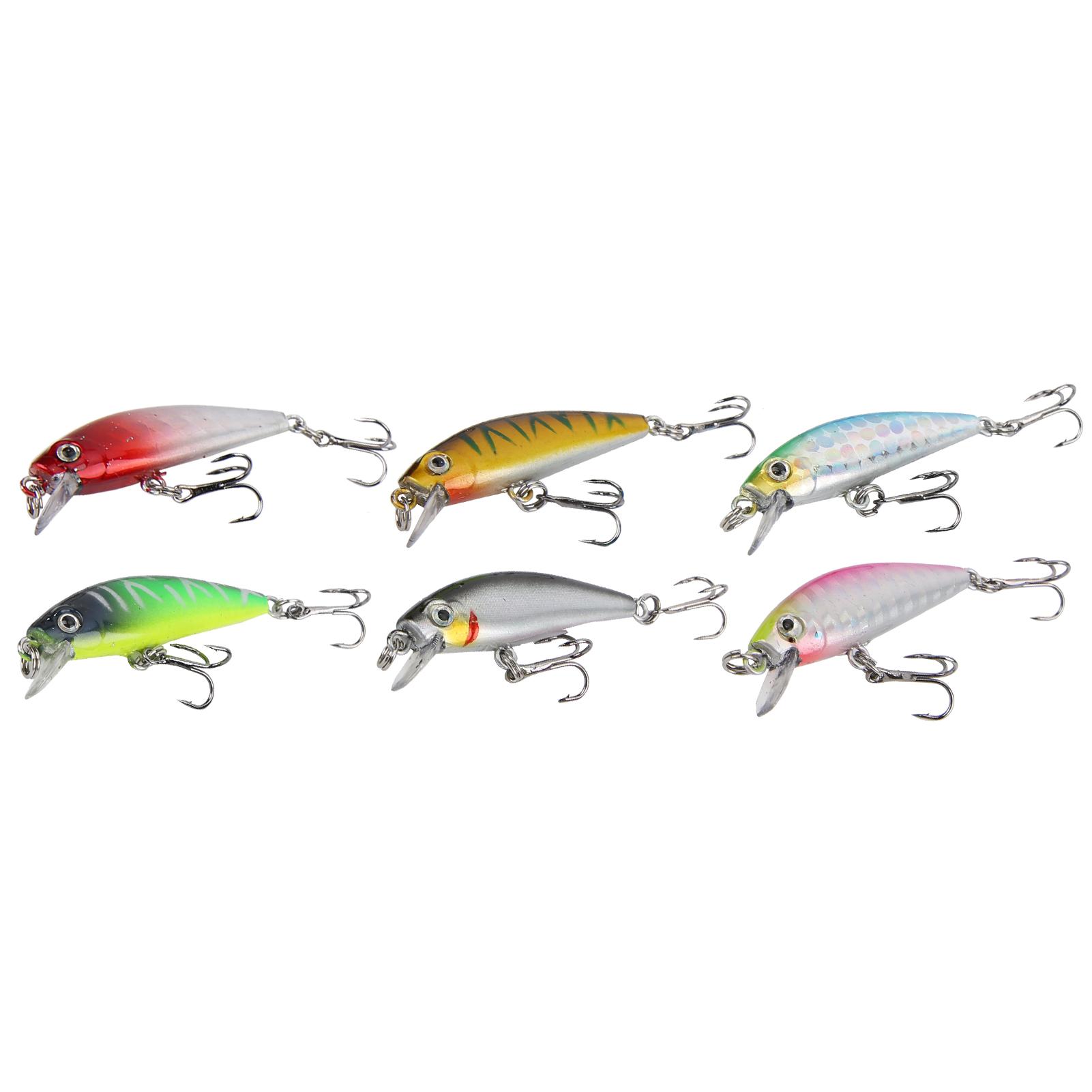 

6pcs Fishing Lures Hard Bait Bass Crankbait 3D Fishing Eyes Minnow Lures with Treble Hook