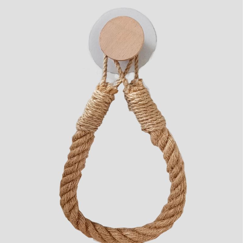 

1 шт. Держатель для салфеток в деревенском стиле с натуральной джутовой веревкой - Самоклеящееся крепление на присоске, Ручная работа, Гостиничные принадлежности