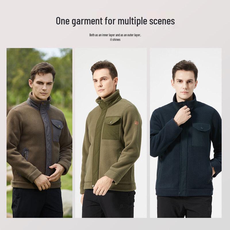 Men's Stand-Collar Windproof Anti-Static Fleece Jacket