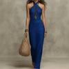 New European and American Women's Slim-fitting Fashion Temperament Sleeveless Neck Dress Hollow Dress