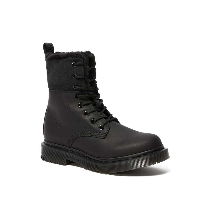 Dr. Martens 1460 Wintergrip Skórzane Outdoorowe Codzienne Buty Damskie Czarne 24015001