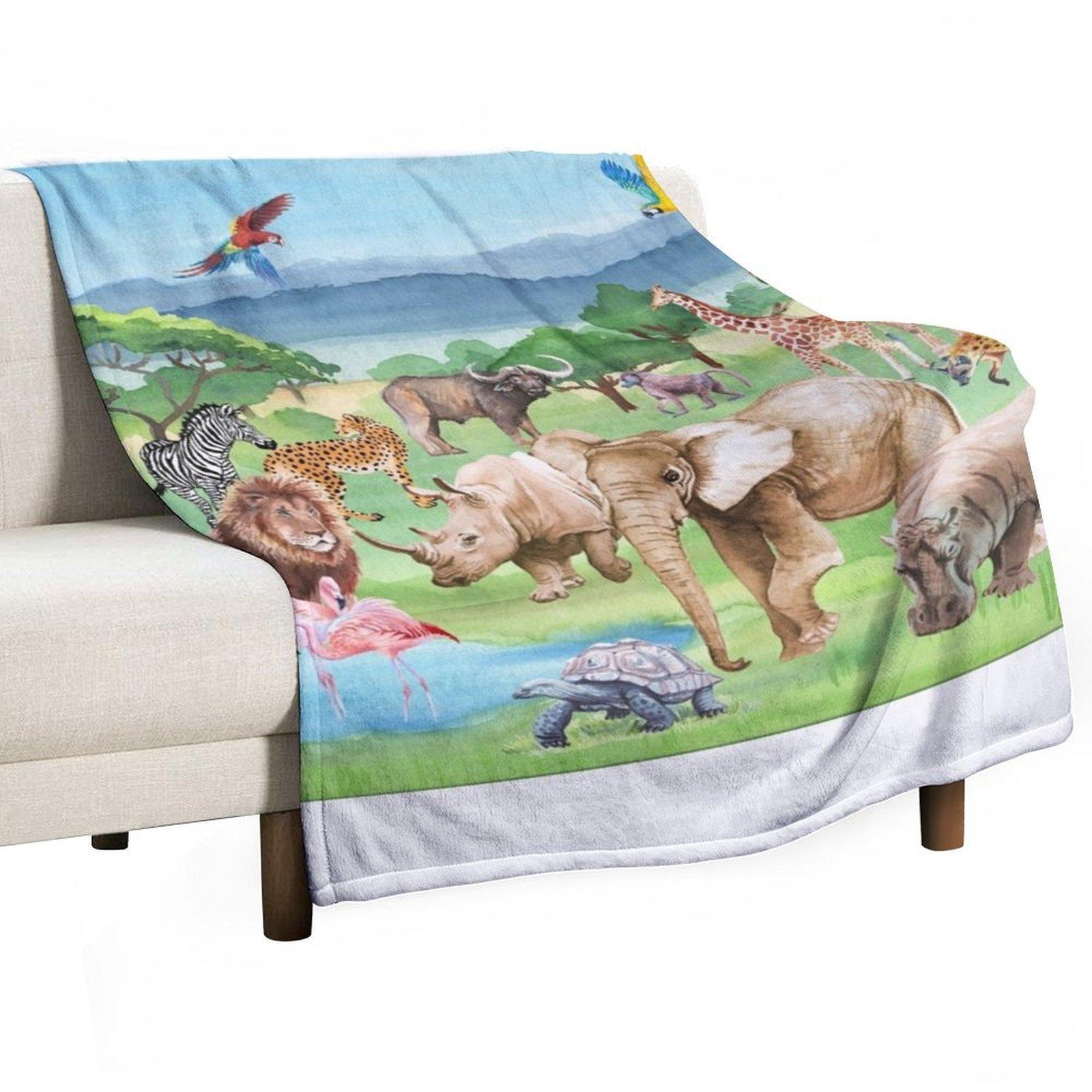 

0 Африканская дикая природа и животные акварелью. Плед Мягкий Плюшевый Клетчатый Пледы Диваны Декора Полярный Плед 30x40in