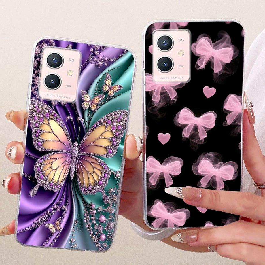 For Vivo Y33s Y55s Y55 Y75 Y21 Y21s Y21G Y21E Y21A Phone Case Floral Butterfly Bow Cat Dragon Bumper Soft Clear Silicone Cover