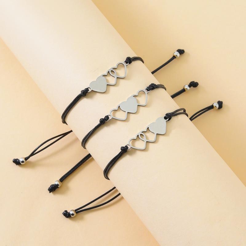 2/3/4x Pinky Promise Heart Bracelets for Couple Women Girls Teens with for Wish Card Adjustable Matching Friendship Brac