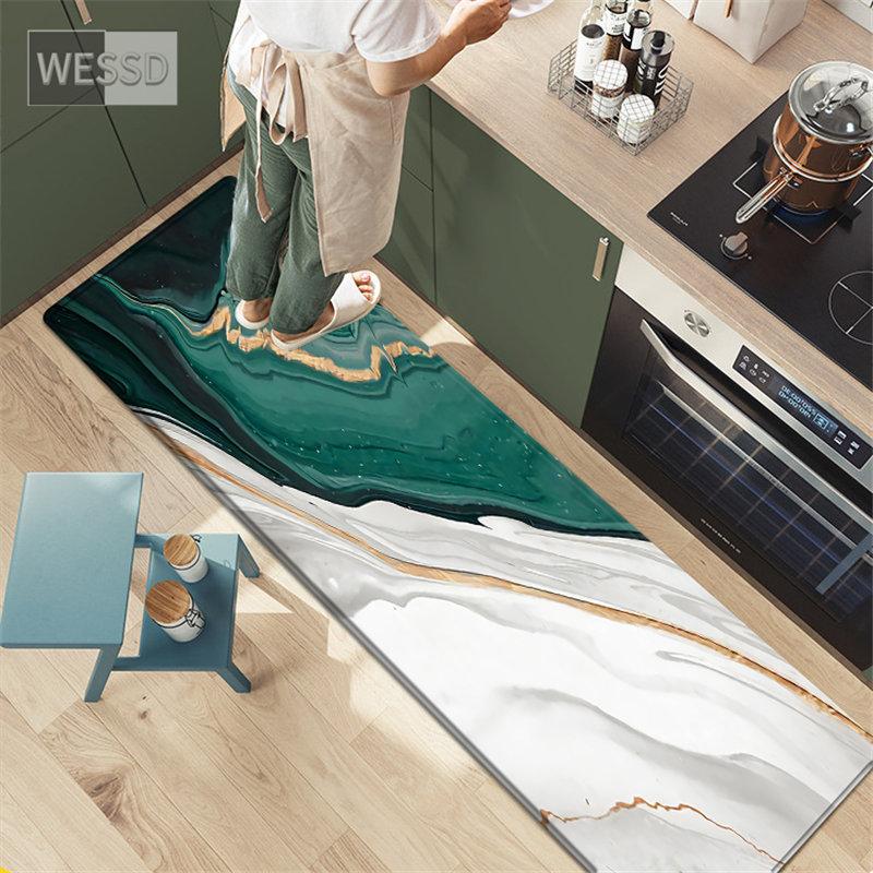 Green White Abstract Painting Rug For Kitchen Floor Small Living Room Carpet Soft Fashion Bedroom Mat Bathroom Rug