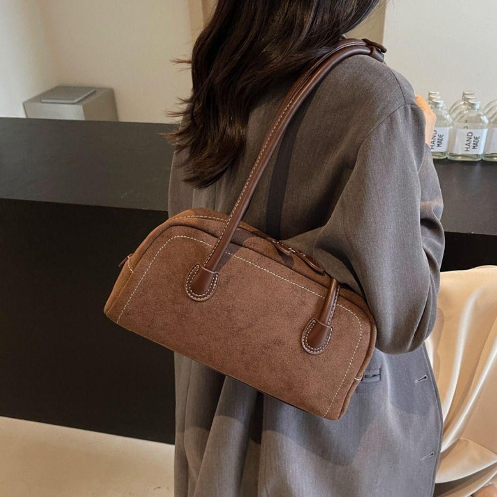 Aesthetic Faux Suede Bag Vintage Single Shoulder Bag Fashion Underarm Bag  Commute