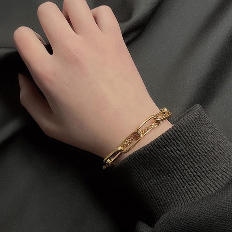 Bracciale doppio da donna con catena in acciaio al titanio, gioiello che non scolorisce, accessori per bracciali