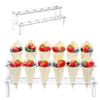 1Pcs Trapezoidal Acrylic Ice Cream Cone Dessert Holder Tray Waffle Cone Display Stand Storage Rack Outdoor Tableware