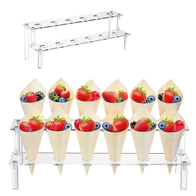1 Peça Bandeja Trapezoidal de Acrílico para Suporte de Sorvete Cones de Sobremesa Suporte de Exibição para Casquinhas de Waffle Prateleira de Armazenamento Utensílios de Mesa para Exterior