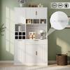 Buffetkast, Hoge Kast 100×40×175 cm, Meerdere Opbergniveaus, Stopcontact, USB-C en USB-A Poorten, Wijnglashouder, Flesopslag, Wit
