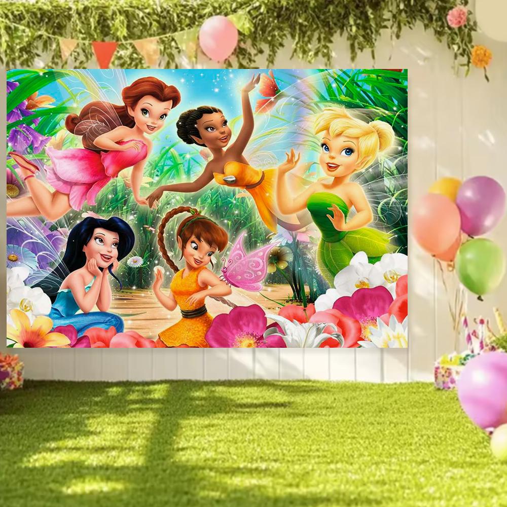 Peter Pan Tinker Bell Birthday Party Decoration Cake Topper Balloon Princess Forest Elf Background Banner Boy Girl Gifts