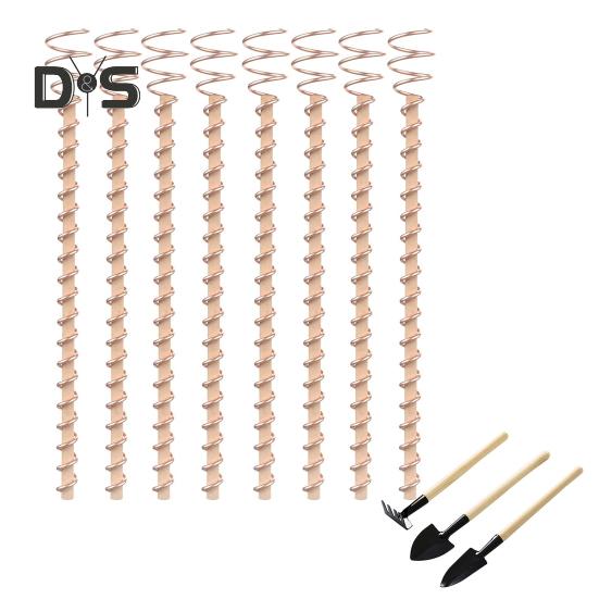 Electroculture Plant Stakes Copper Gardening Antenna Stakes Spiral Copper Wire On Wooden Stakes for Electroculture Plants Fruits Vegetables Growth