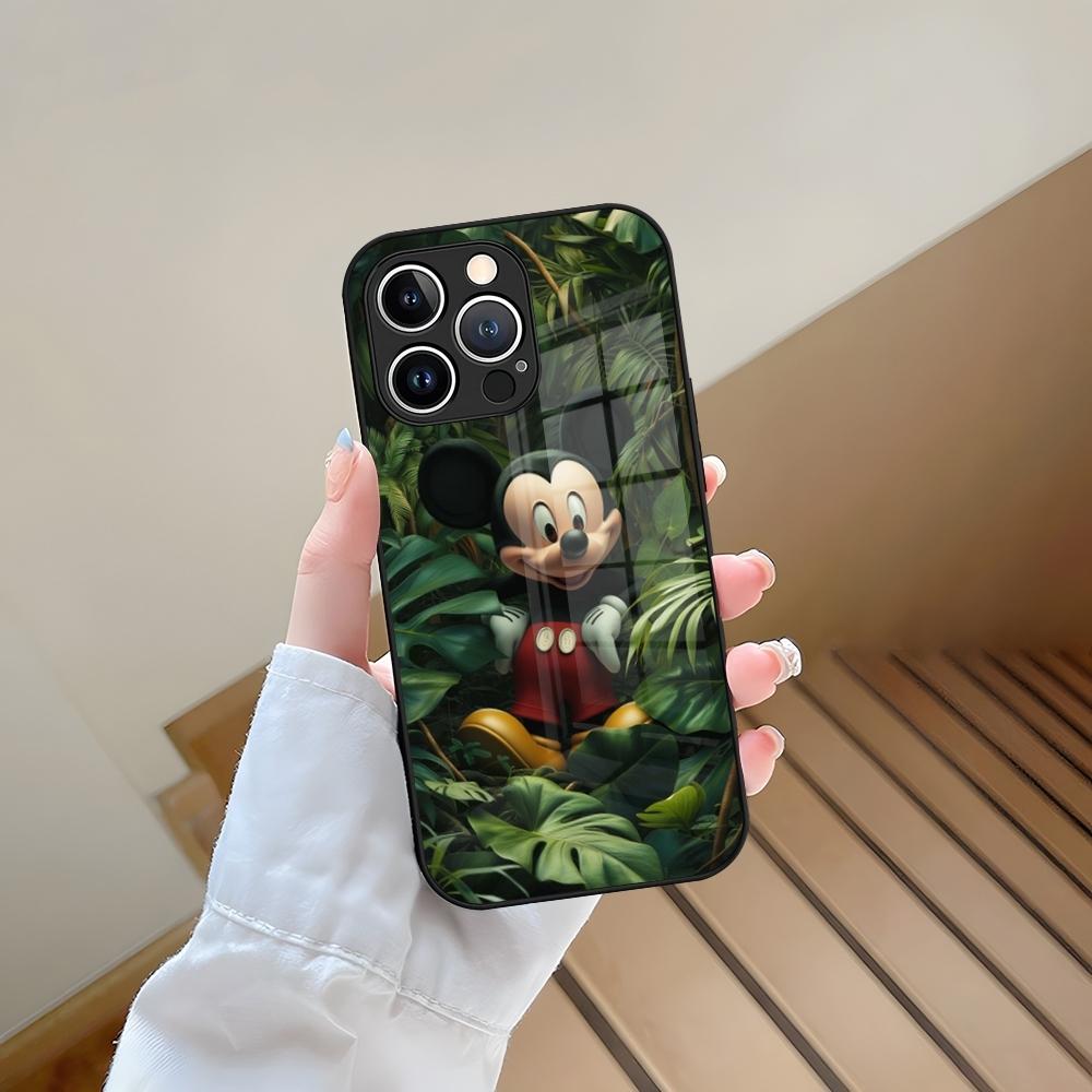 Mickey Mouse Phone Case Tempered Glass For iPhone 13 15 14 12 11 Pro Max Plus Mini X XR XS 8 7 6s SE2020 Coque