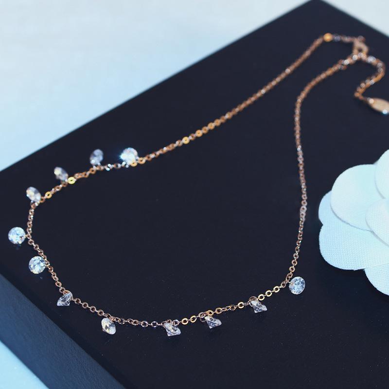

PANJBJ 925 Sterling Silver Trendy Shiny AAA Cubic Zirconia Choker Simple Zircon Necklace For Fashion Girl Gift Fine Jewelry золотой