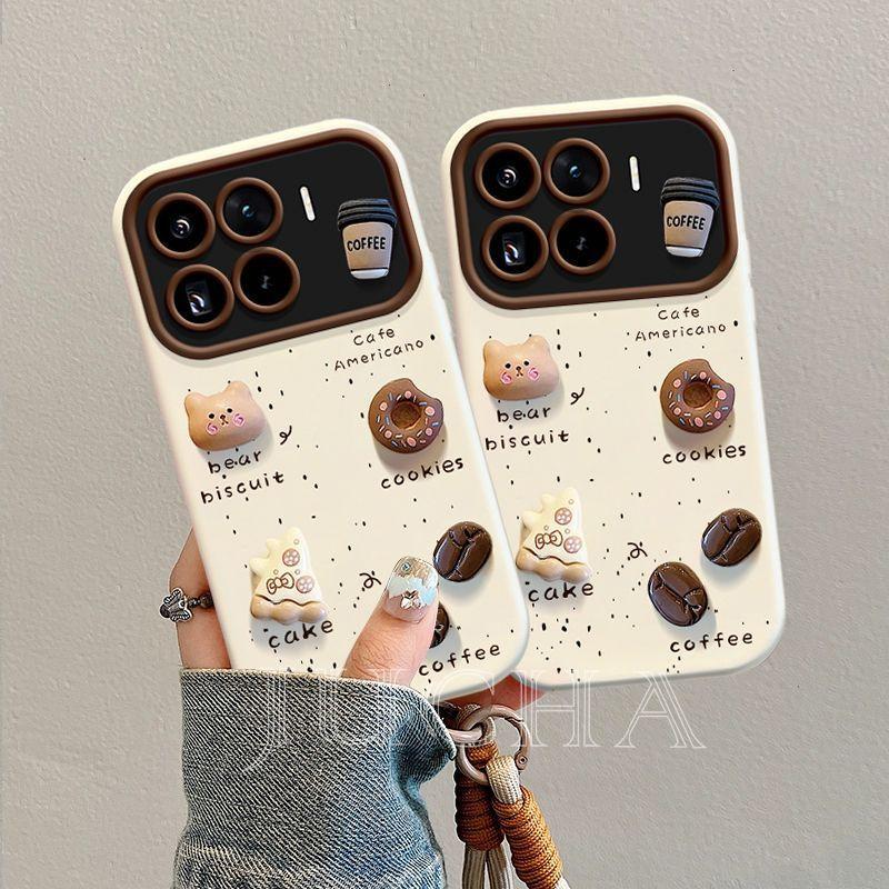 Applicable To Xiaomi Mi 15 Mobile Phone Case Ins Wind All-inclusive with Lanyard 14pro Anti-drop 13 All-inclusive 12 Three-dimensional Coffee Bear