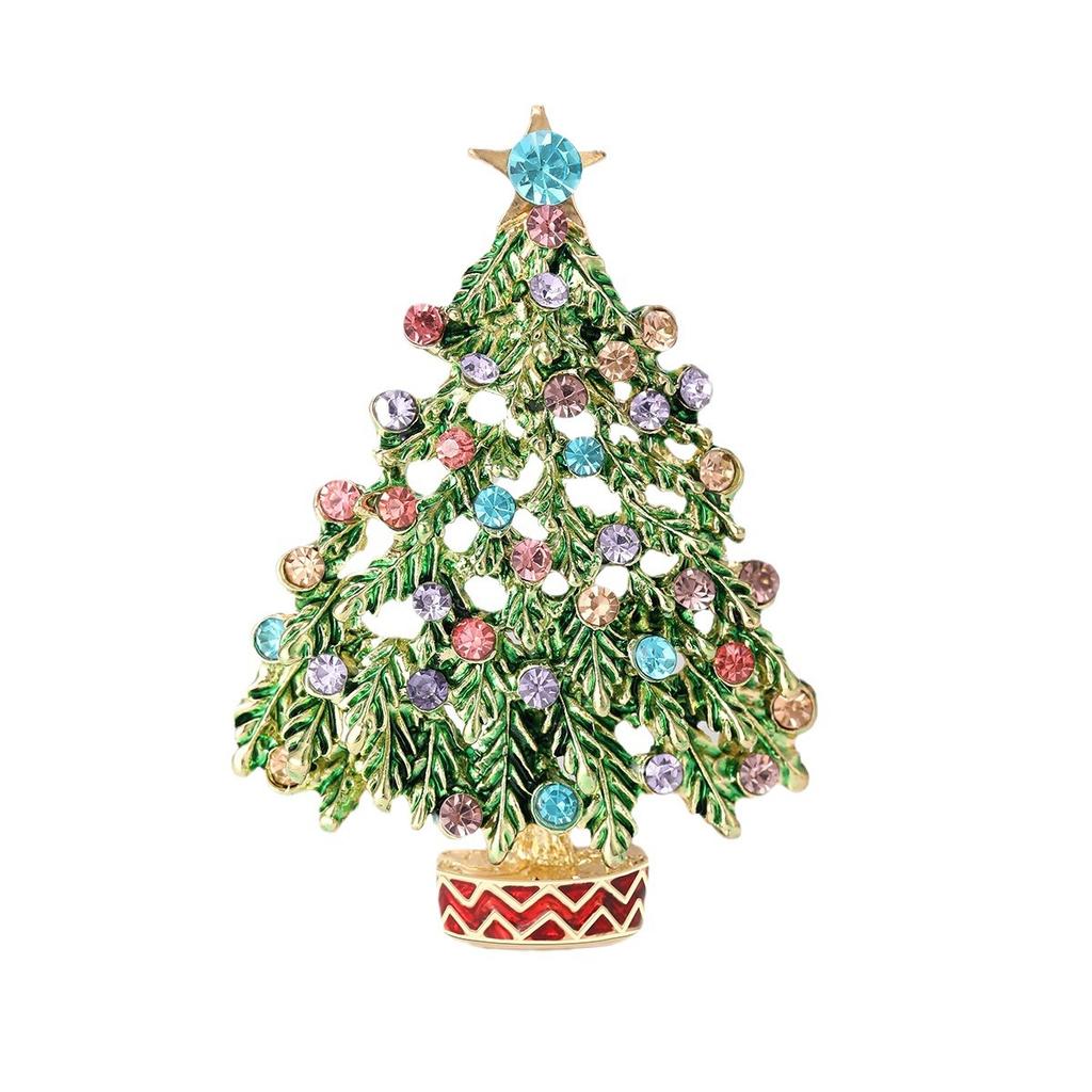 Weihnachtsbaum Brosche Mode Strass Accessoires Legierung Diamant Tropfen Pflanze Brosche