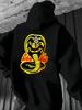 Black Casual Hoodie Sweatshirt with Bold Yellow Cobra Graphic Print & Red Lettering - Regular Fit All-Season Comfort
