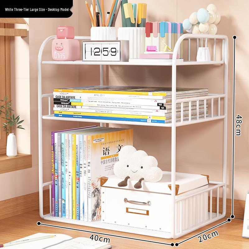 Multilayer Desktop Bookshelf Organizer for Office, Study, Dorm, and Dining Table.