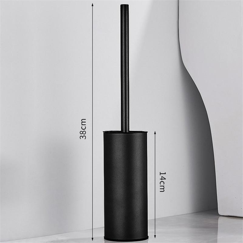 Schwarzer WC-Bürstenhalter mit Bürste, Edelstahl, graues Set zur Reinigung von Badezimmer-WC-Bürsten