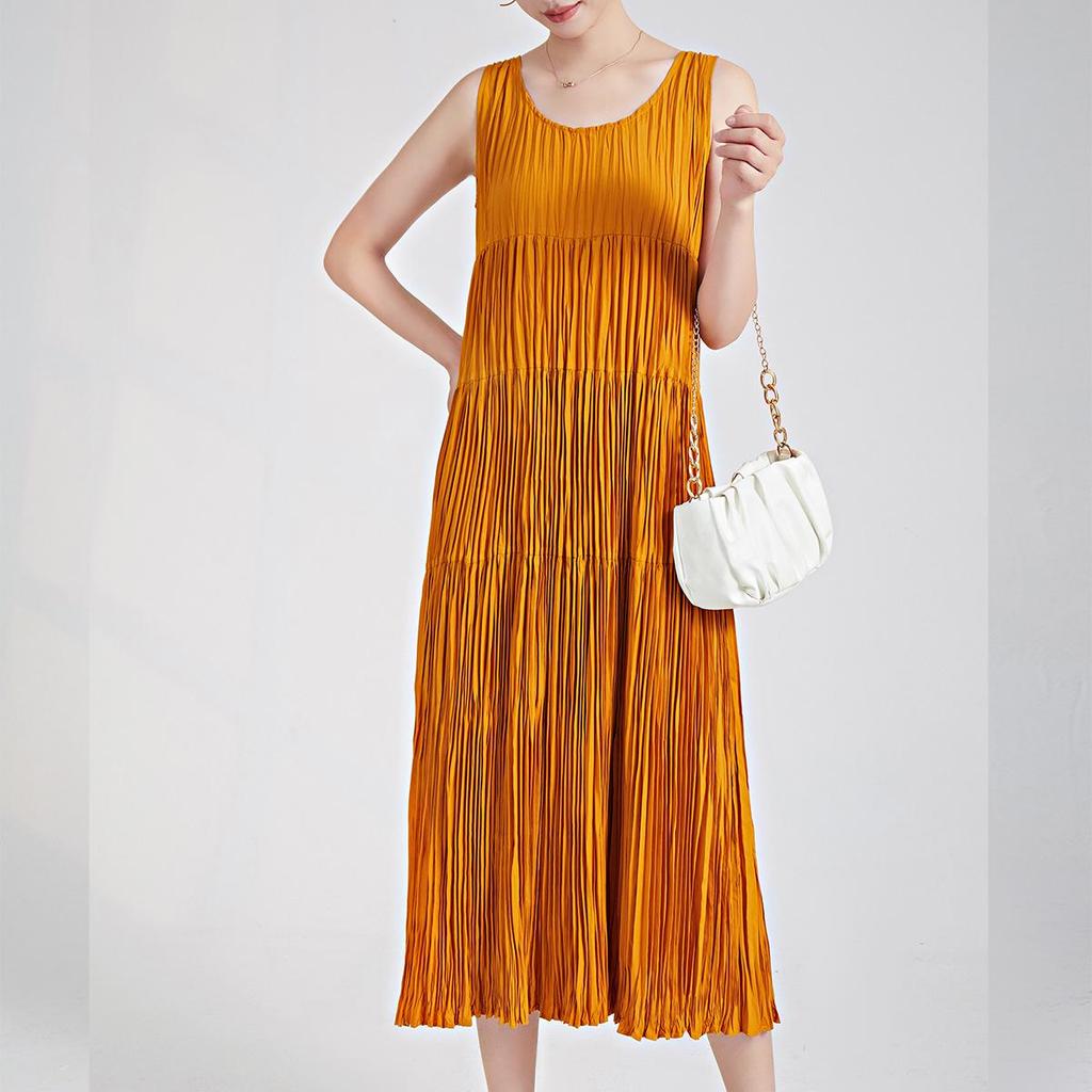 High-End Sleeveless Summer Pleated Skirt for Women