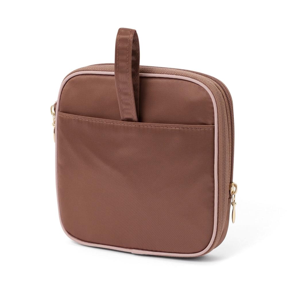 Franc Franc Japan Bicolor Satin Sanitary Compression Pouch Pink X Brown