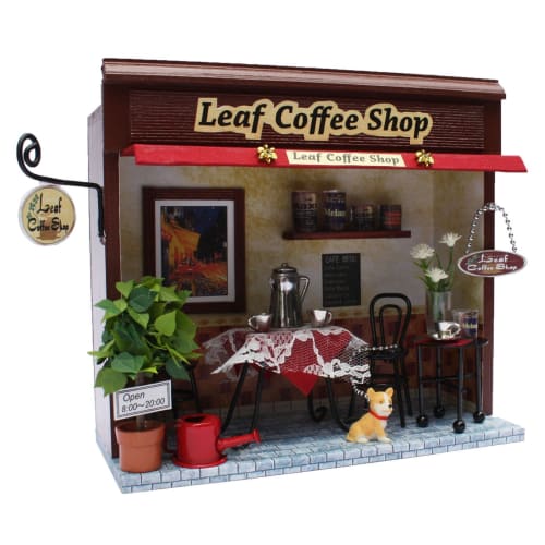 Billy Handmade Dollhouse Kit Corner Shop Kit Leaf Coffee Shop 8787