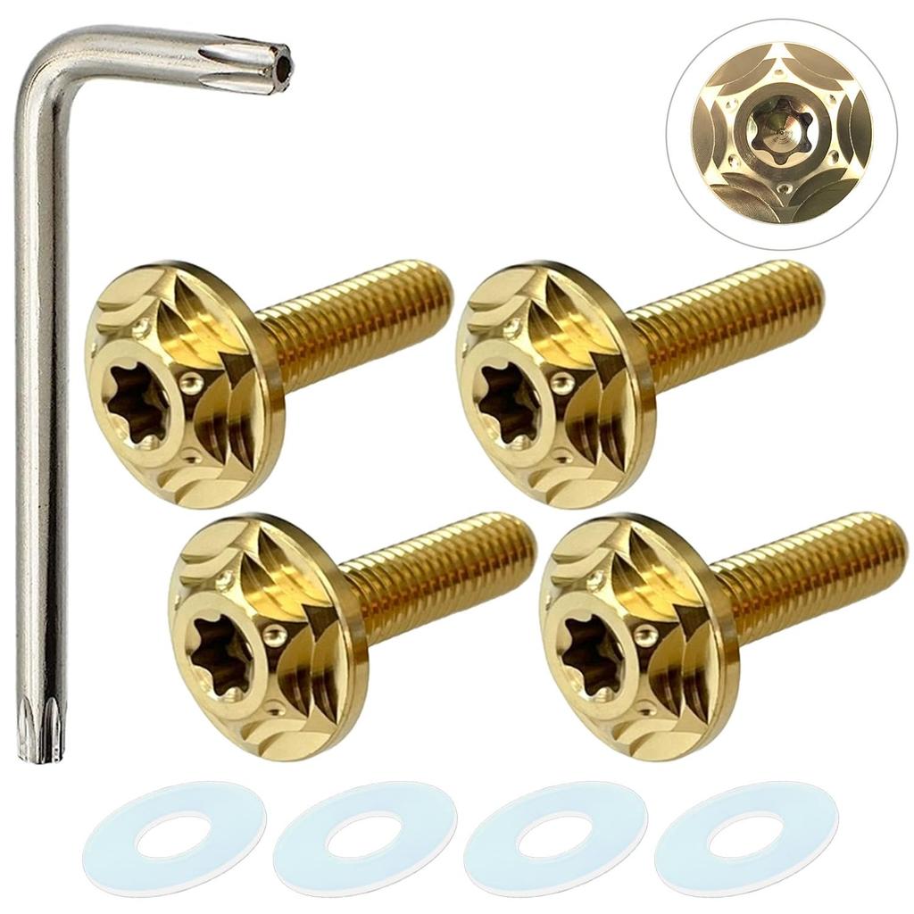 RENPA Titanium Alloy License Plate Bolt, Snowflake Design, Vehicle Inspection