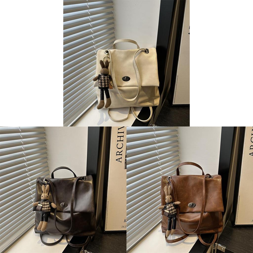 Pu Material Womens Retro Casual Backpack With Durable Wearresistant Design For Daily Use