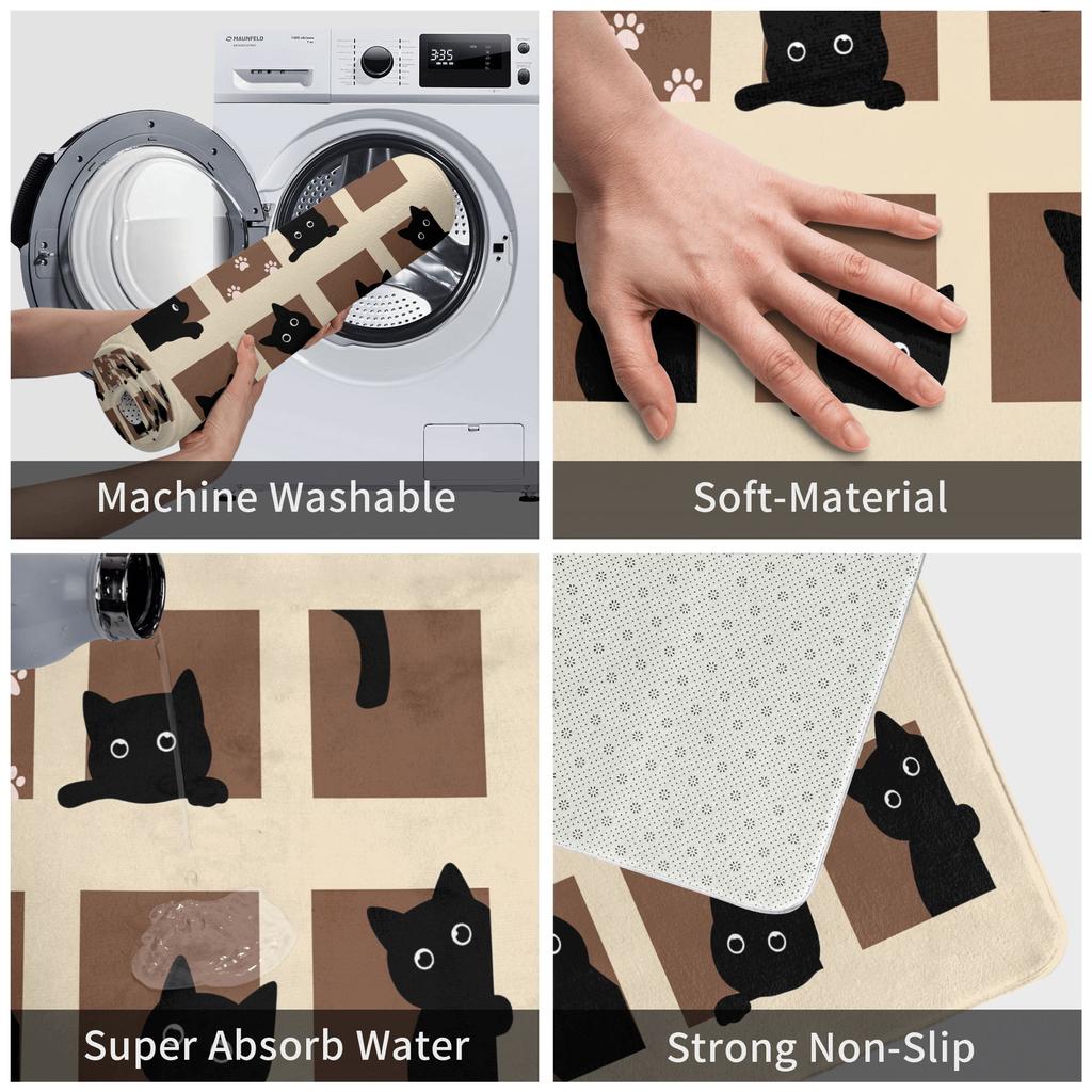 Ins Style Cartoon Black Cat Front Floor Door Entrance Mats Outdoor  Bathroom Kitchen Doormat Living Room Carpet Rug