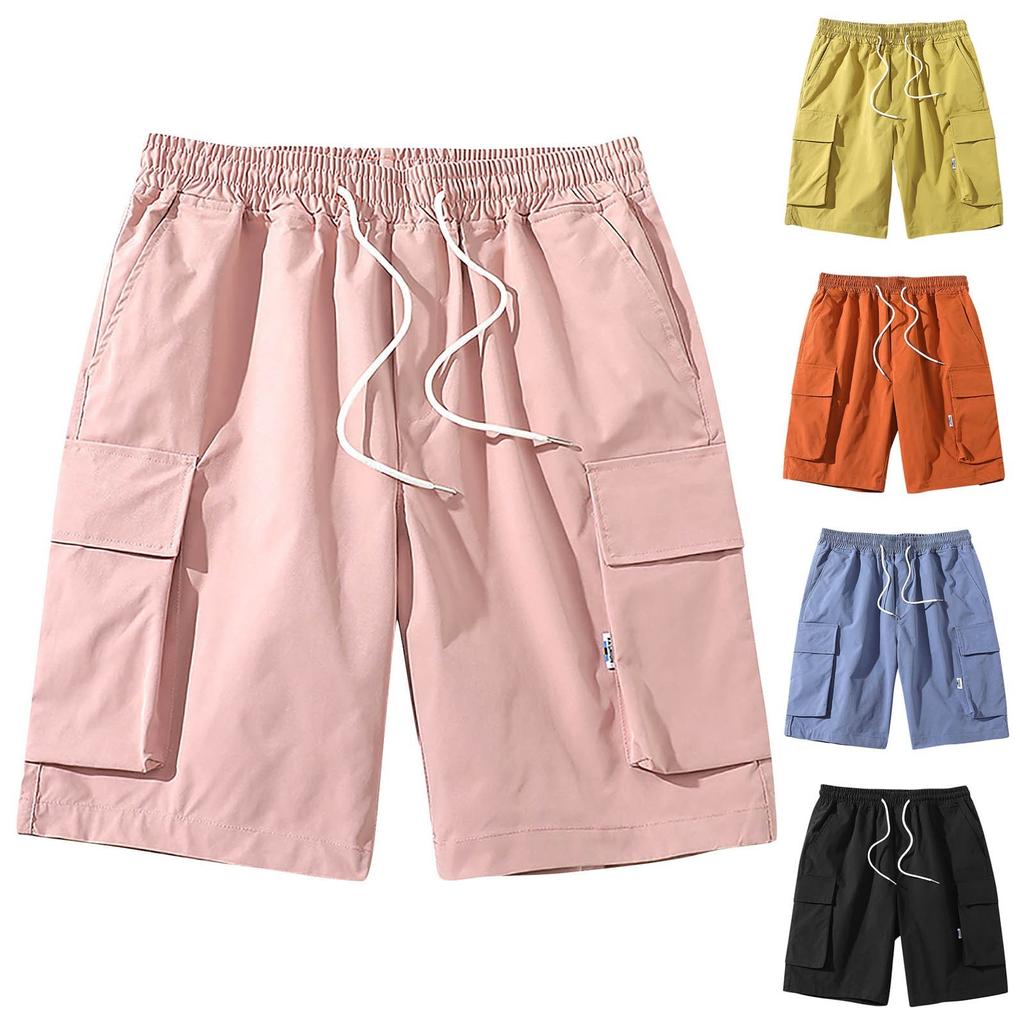 Men's Summer Cargo Shorts Loose Casual Multi-Pocket Drawstring Men's Jogging Cargo Shorts