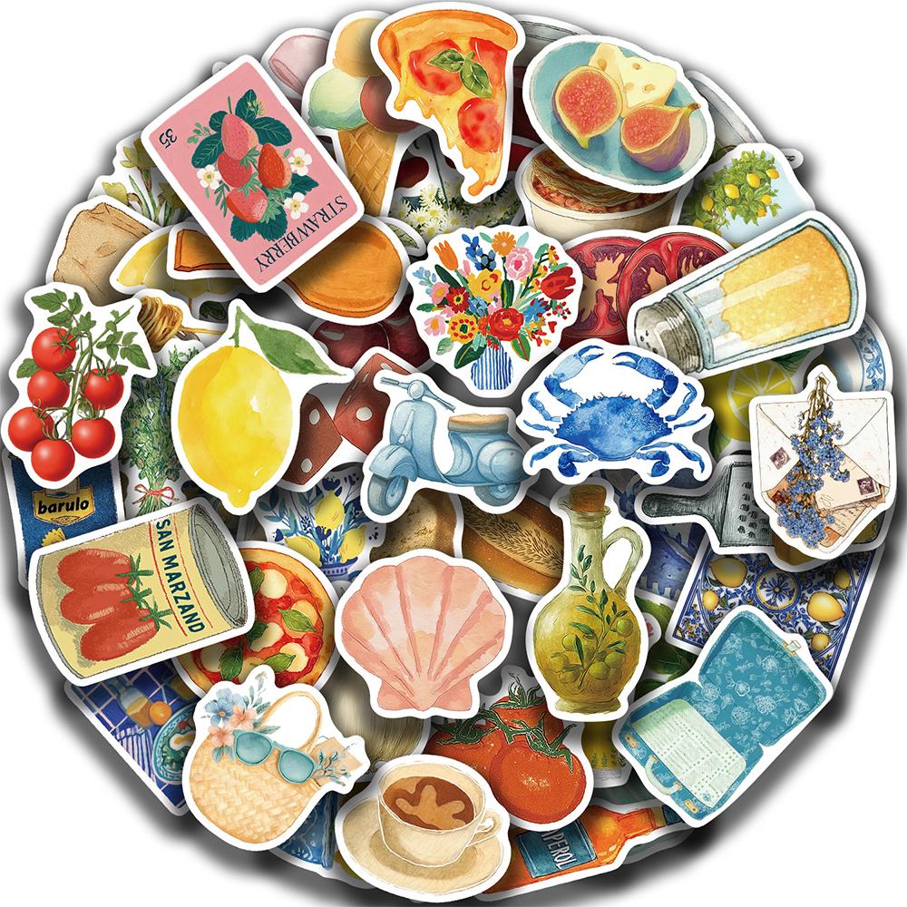 10/30/50pcs Cute Mediterranean Tomato Cartoon Stickers Creative Aesthetic Art Decals Luggage Phone Helmet Decoration Sticker Toy