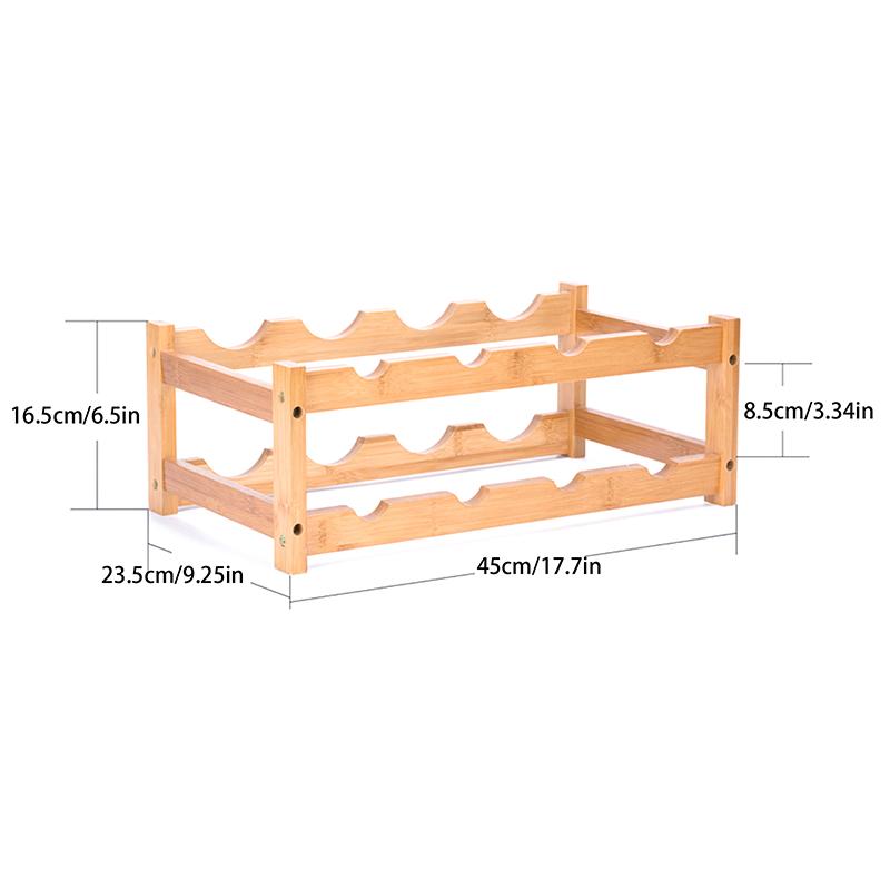 Wine Rack Freestanding 8 Bottle 2 Tier Bamboo Wine Racks Countertop Cabinet Wine Holder Wine Storage Shelf For Kitchen