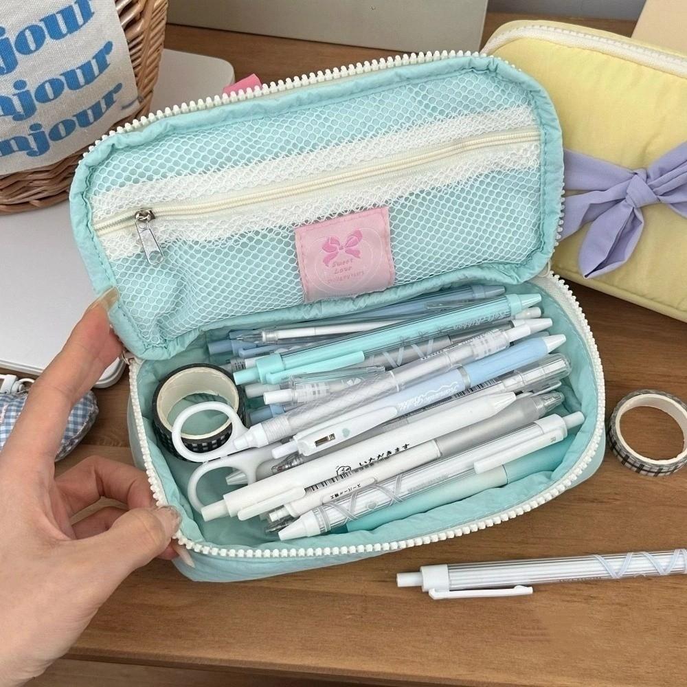 Bowknot Korean Style Pencil Case Large Capacity Bow Pencil Pouch Cartoon Bow Stationery Bag  Office