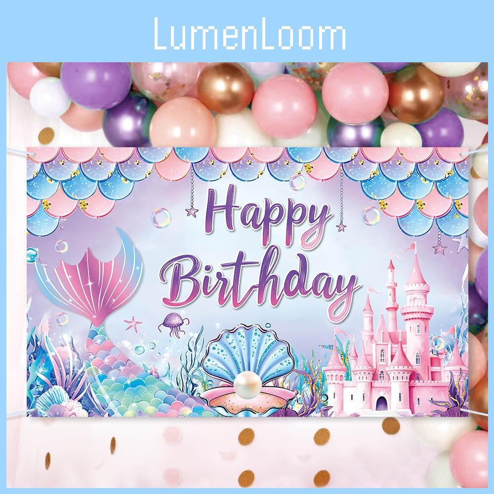 Mermaid Print Themed Design Birthday Decoration Background Cloth For Kids Party