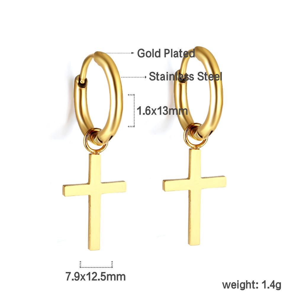 Fashion earrings women's hip-hop personality niche design sense electroplating small chain ear buckle stainless steel earrings