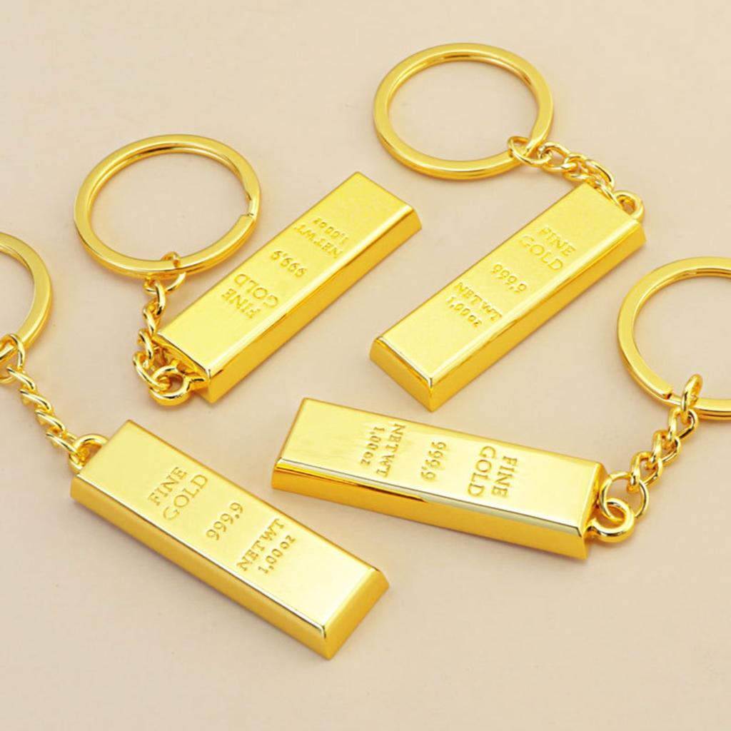 Gold Bar Keychain, Realistic Metal Ingot Key Ring , Luxury Car Keys Accessory for Men Women